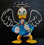 Michael Loeb  "Patron of ducks", 29 x 29 cm, 2023, Oil on Canvas