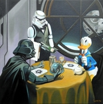 Michael Loeb "Join the dark side, Donald ", 75x 75 cm, 2018, Oil on Canvas