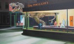 Michael Loeb "Nighthaws revisited", 55 x 90 cm, 2016, Oil on Canvas