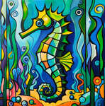 Michael Loeb "Hippocampus ", 100 x 100 cm x 4 cm, 2024, Oil on Canvas