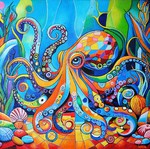 Michael Loeb "Octopus", 50 x 50 cm, 2026, Oil on Canvas
