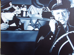 Michael Loeb "Checking Identity", 90 x 120 cm, 2015, Oil on Ca